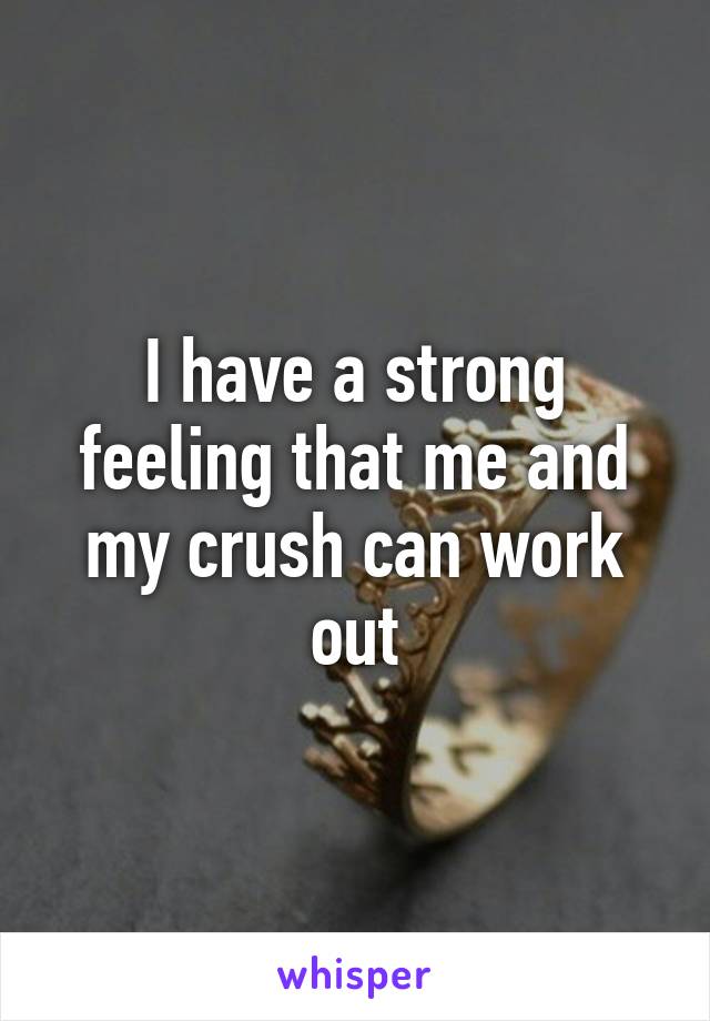 I have a strong feeling that me and my crush can work out