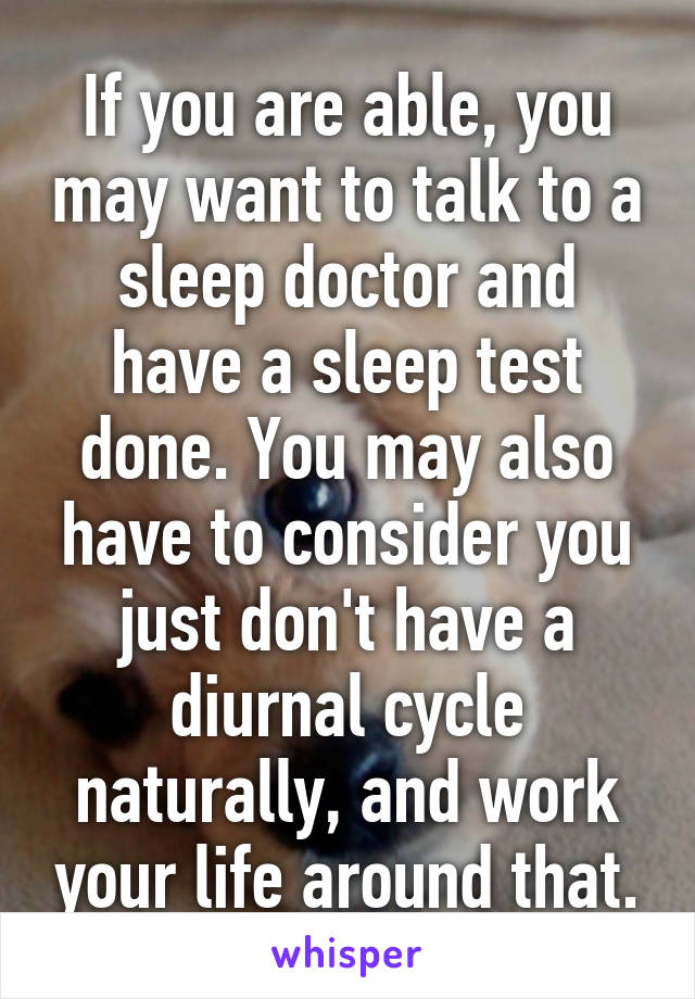 If you are able, you may want to talk to a sleep doctor and have a sleep test done. You may also have to consider you just don't have a diurnal cycle naturally, and work your life around that.