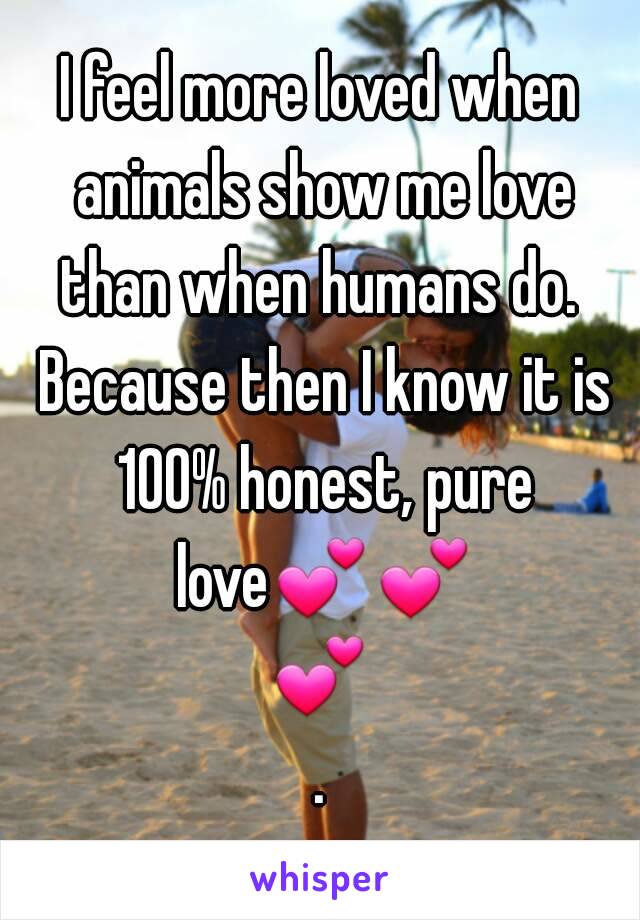 I feel more loved when animals show me love than when humans do.  Because then I know it is 100% honest, pure love💕💕💕.