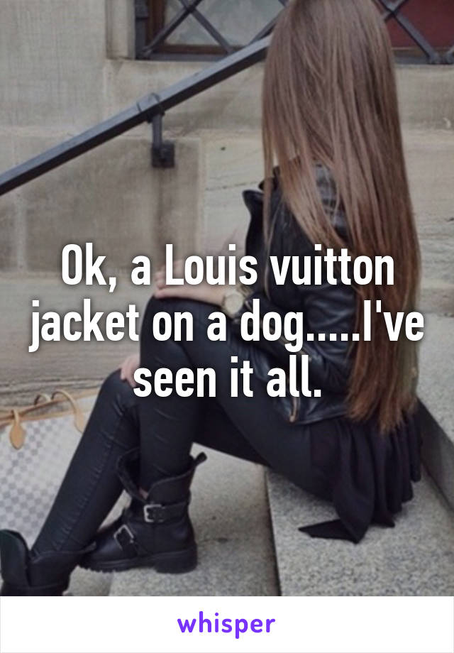 Ok, a Louis vuitton jacket on a dog.....I've seen it all.