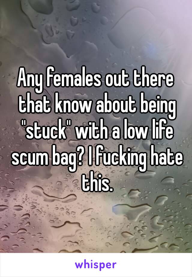 Any females out there that know about being "stuck" with a low life scum bag? I fucking hate this.