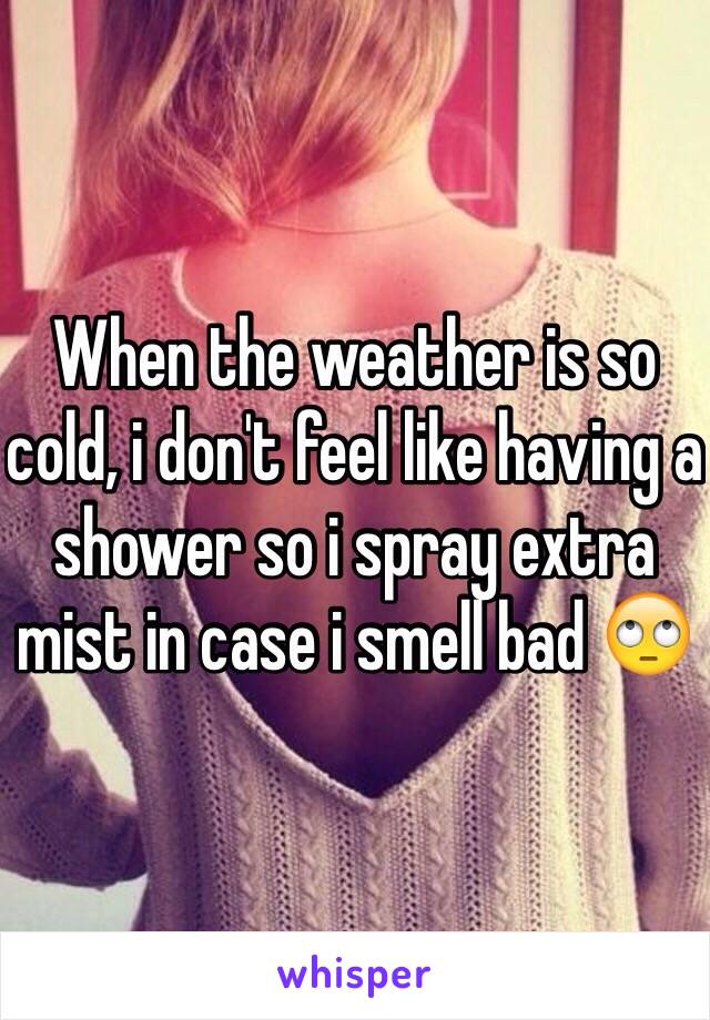 When the weather is so cold, i don't feel like having a shower so i spray extra mist in case i smell bad 🙄