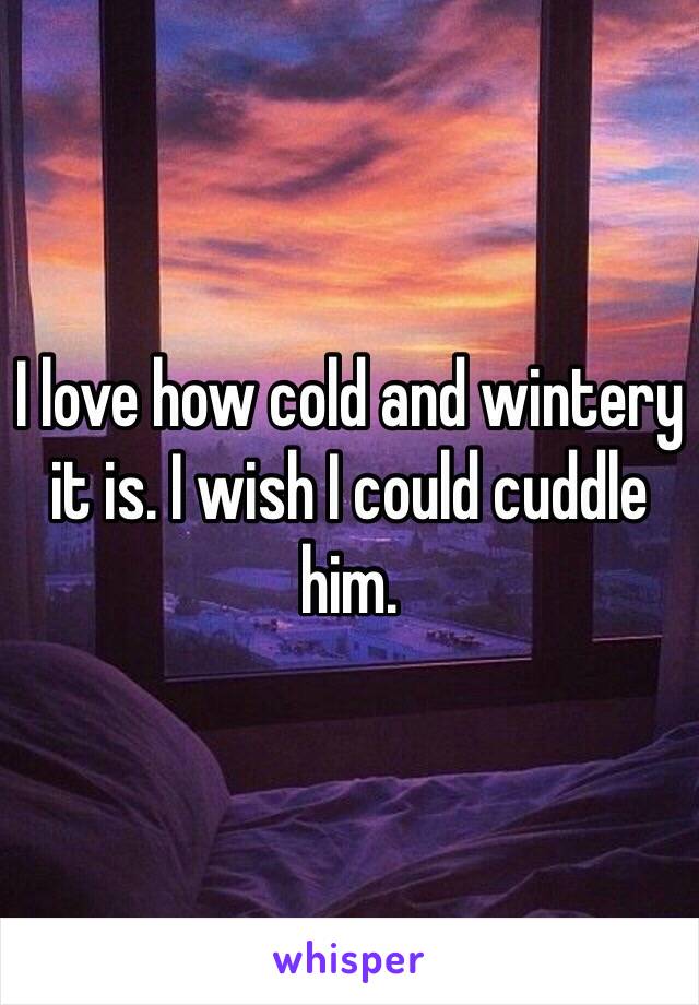 I love how cold and wintery it is. I wish I could cuddle him.