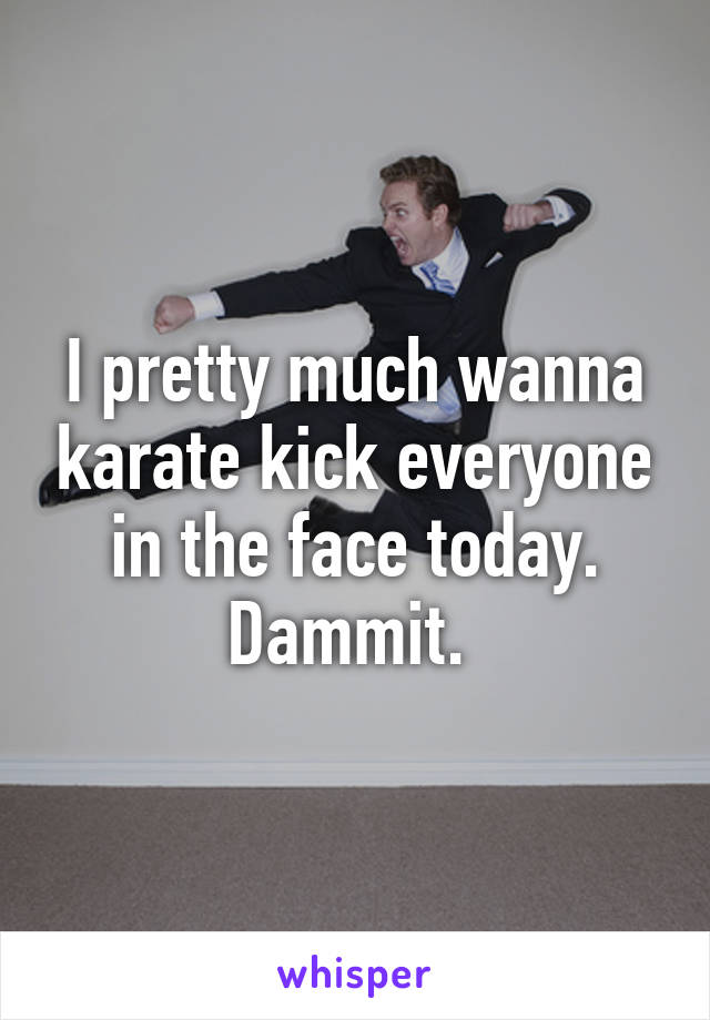 I pretty much wanna karate kick everyone in the face today. Dammit. 