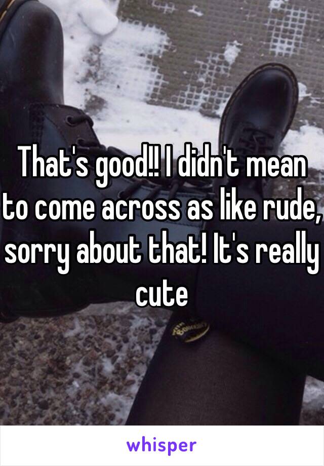 That's good!! I didn't mean to come across as like rude, sorry about that! It's really cute