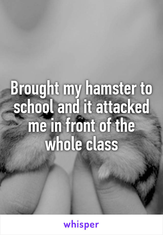 Brought my hamster to school and it attacked me in front of the whole class