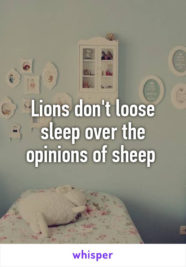 Lions don't loose sleep over the opinions of sheep 