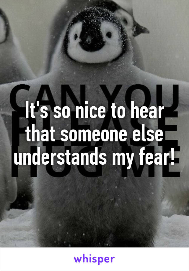 It's so nice to hear that someone else understands my fear!