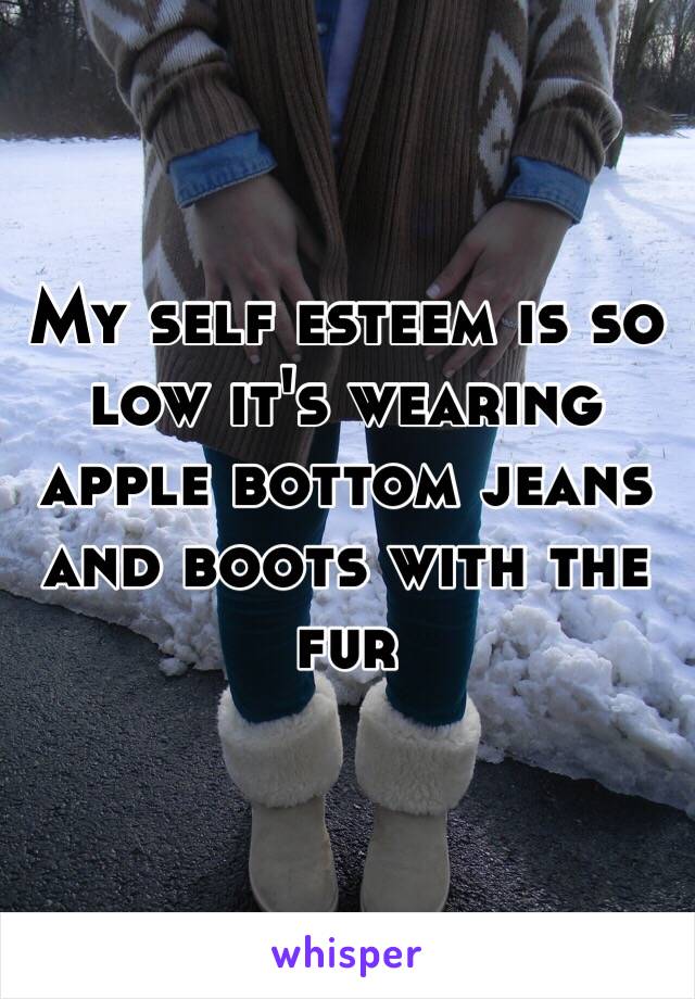 My self esteem is so low it's wearing apple bottom jeans and boots with the fur