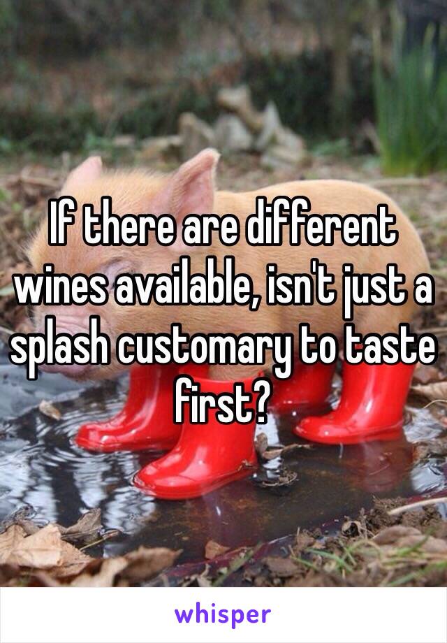 If there are different wines available, isn't just a splash customary to taste first?