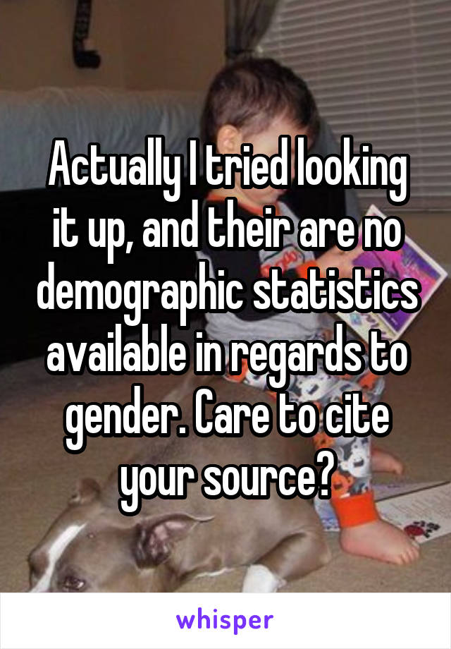 Actually I tried looking it up, and their are no demographic statistics available in regards to gender. Care to cite your source?