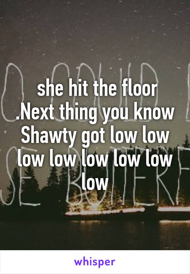  she hit the floor .Next thing you know Shawty got low low low low low low low low