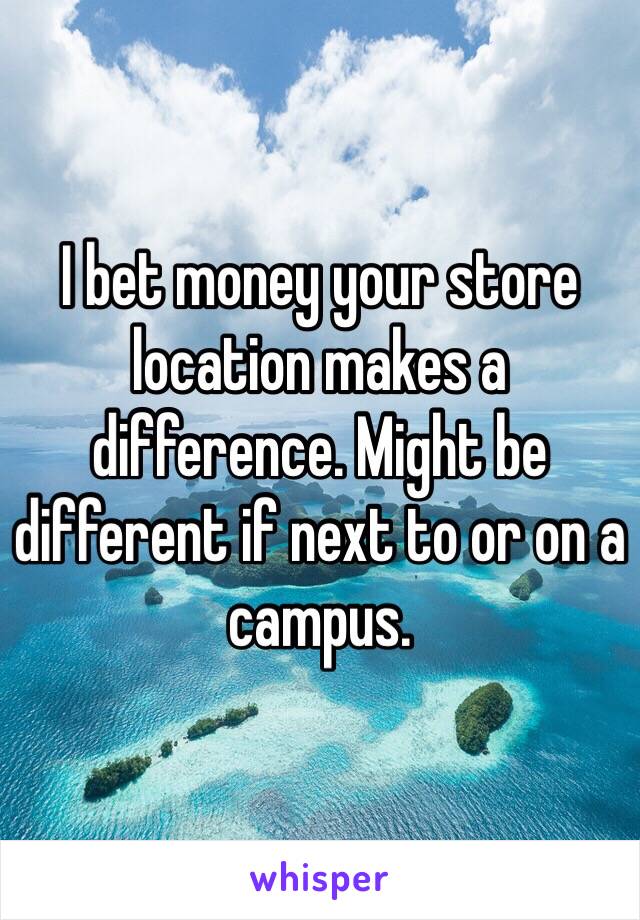 I bet money your store location makes a difference. Might be different if next to or on a campus. 