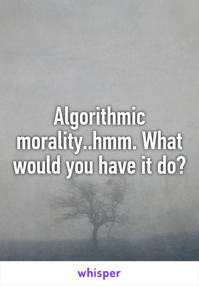 Algorithmic morality..hmm. What would you have it do?