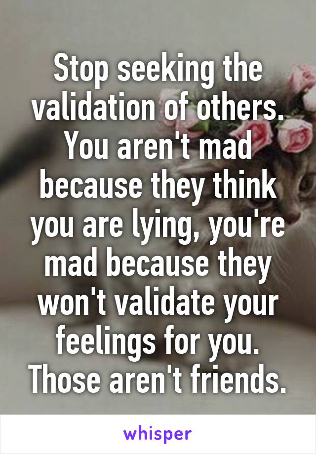Stop seeking the validation of others. You aren't mad because they think you are lying, you're mad because they won't validate your feelings for you. Those aren't friends.