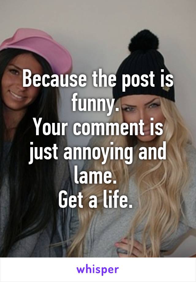 Because the post is funny. 
Your comment is just annoying and lame. 
Get a life. 