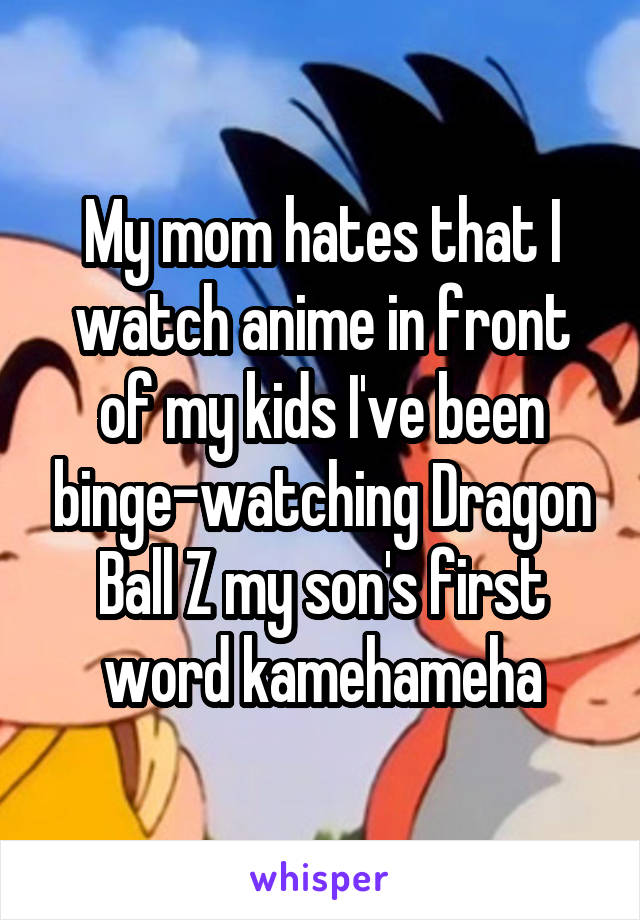 My mom hates that I watch anime in front of my kids I've been binge-watching Dragon Ball Z my son's first word kamehameha