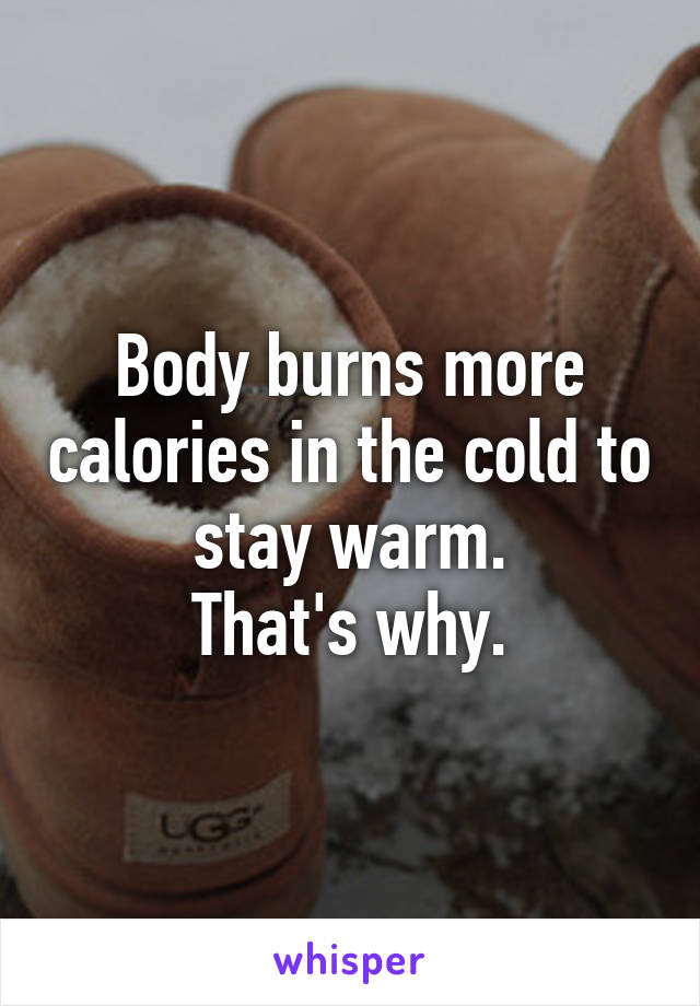 Body burns more calories in the cold to stay warm.
That's why.