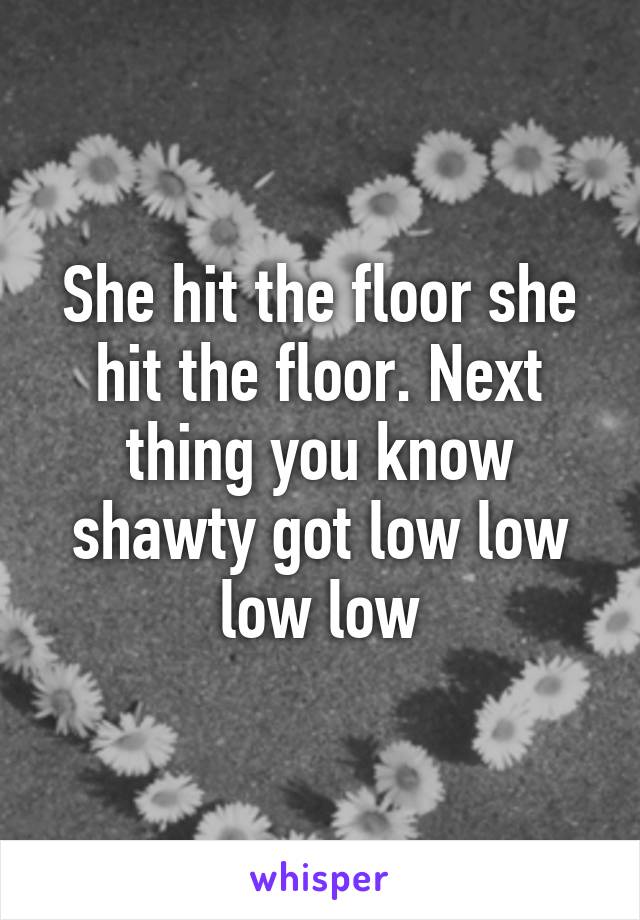 She hit the floor she hit the floor. Next thing you know shawty got low low low low