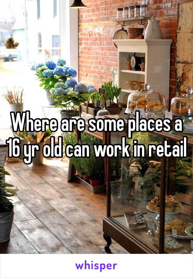 Where are some places a 16 yr old can work in retail