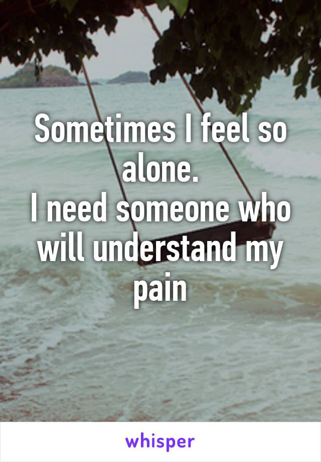 Sometimes I feel so alone.
I need someone who will understand my pain
