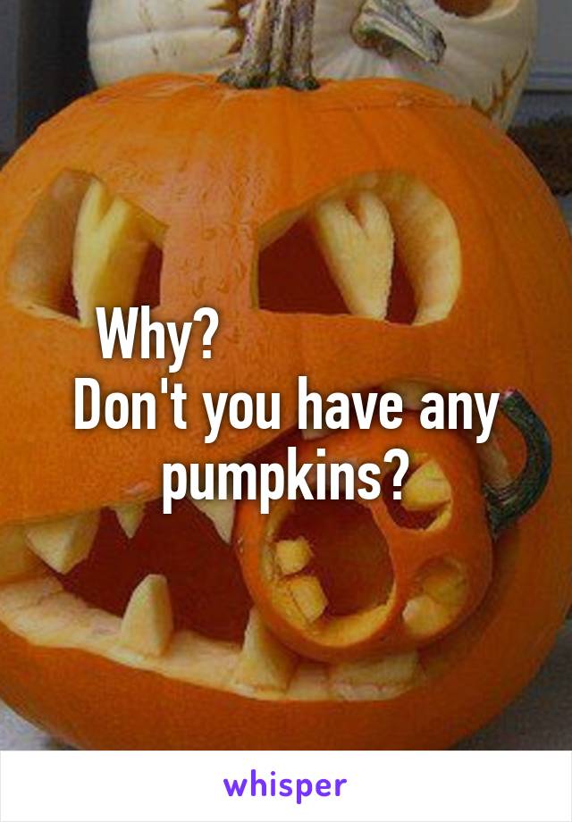 Why?                   Don't you have any pumpkins?