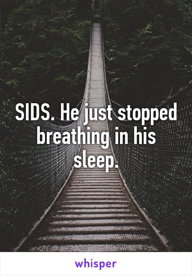 SIDS. He just stopped breathing in his sleep.