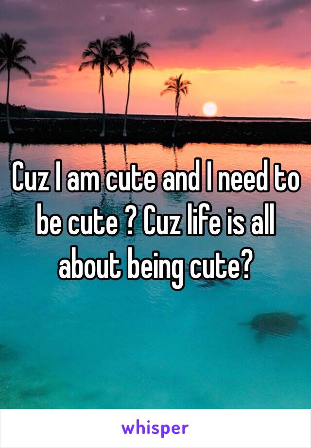 Cuz I am cute and I need to be cute ? Cuz life is all about being cute? 