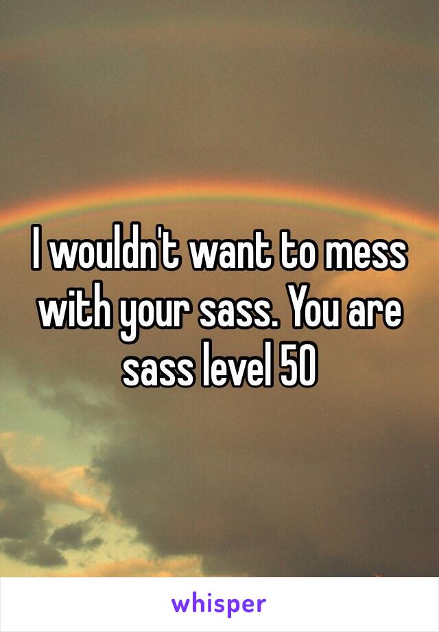 I wouldn't want to mess with your sass. You are sass level 50