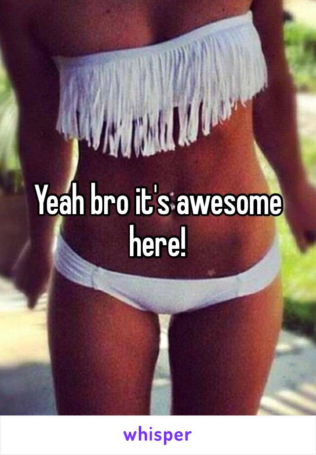 Yeah bro it's awesome here!