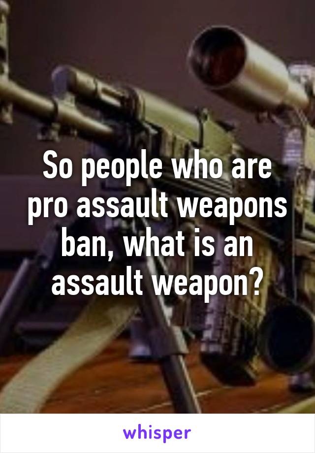 So people who are pro assault weapons ban, what is an assault weapon?