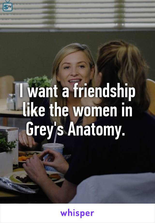 I want a friendship like the women in Grey's Anatomy. 