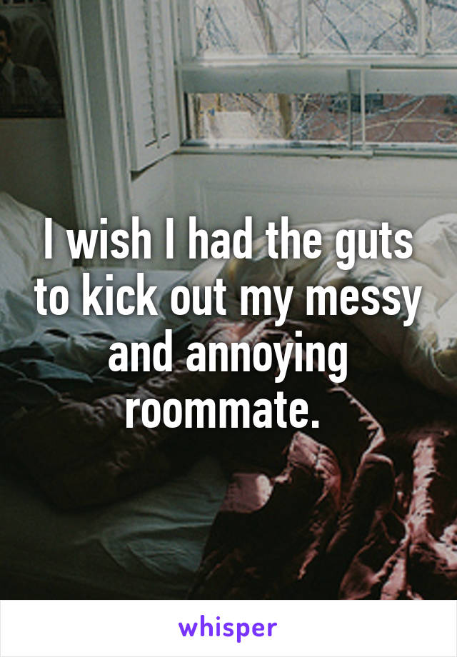I wish I had the guts to kick out my messy and annoying roommate. 