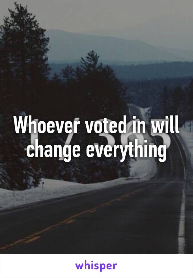 Whoever voted in will change everything