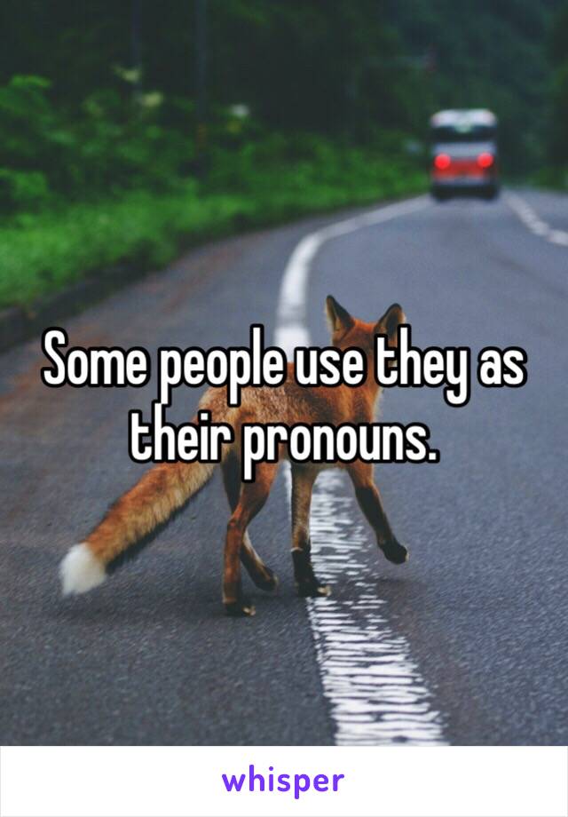 Some people use they as their pronouns. 