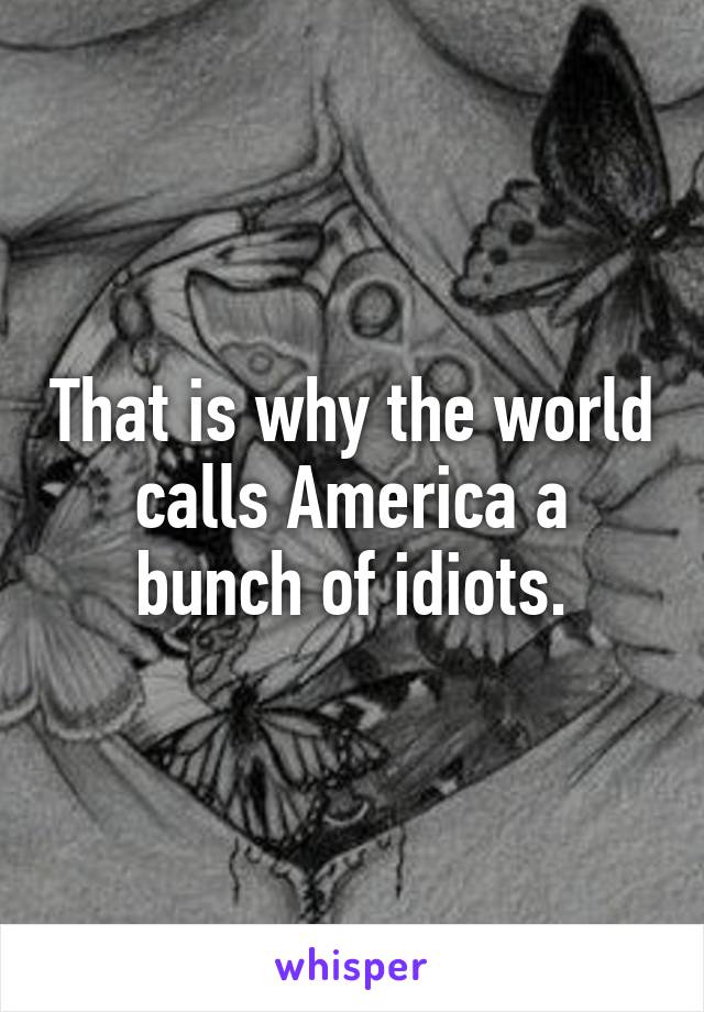 That is why the world calls America a bunch of idiots.