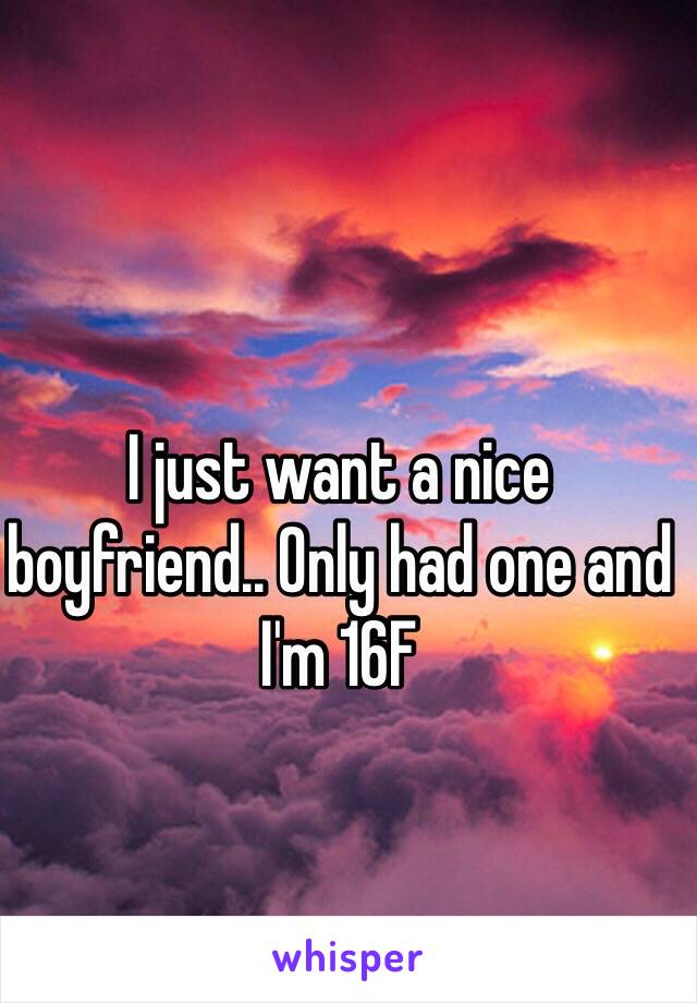 I just want a nice boyfriend.. Only had one and I'm 16F