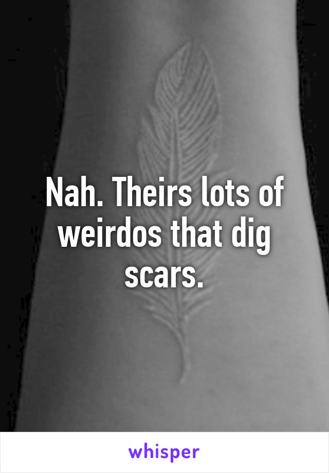 Nah. Theirs lots of weirdos that dig scars.