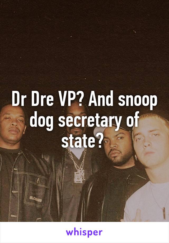 Dr Dre VP? And snoop dog secretary of state? 