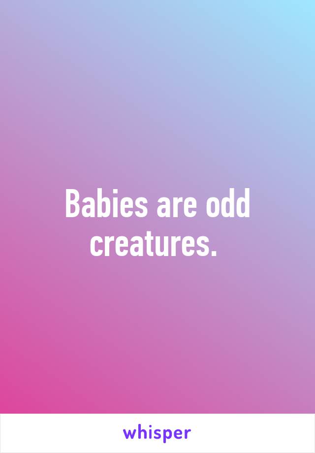 Babies are odd creatures. 