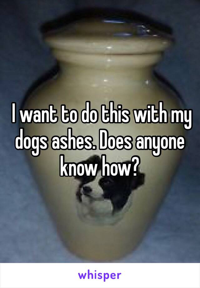  I want to do this with my dogs ashes. Does anyone know how?