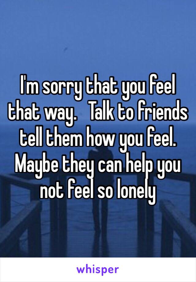 I'm sorry that you feel that way.   Talk to friends tell them how you feel. Maybe they can help you not feel so lonely 