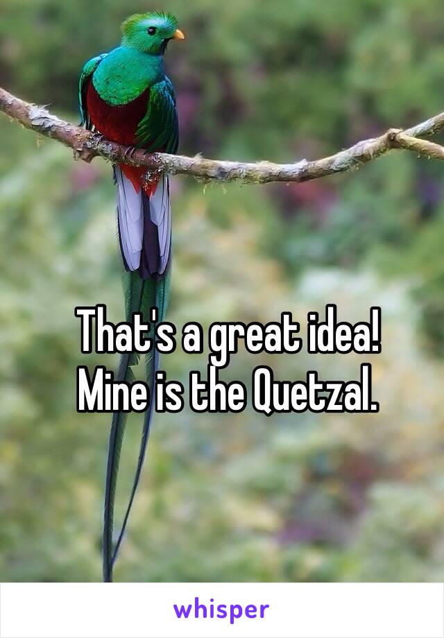 That's a great idea!             Mine is the Quetzal.  