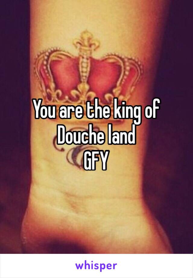 You are the king of 
Douche land 
GFY