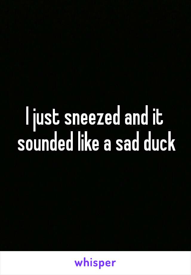 I just sneezed and it sounded like a sad duck