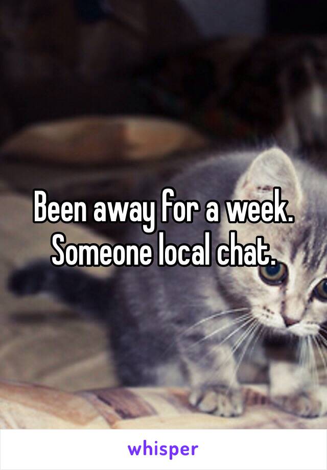 Been away for a week. Someone local chat. 