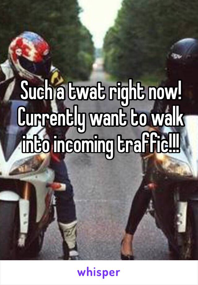 Such a twat right now! Currently want to walk into incoming traffic!!! 