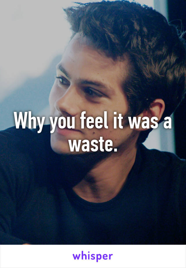 Why you feel it was a waste.