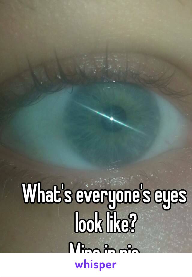 What's everyone's eyes look like?
Mine in pic