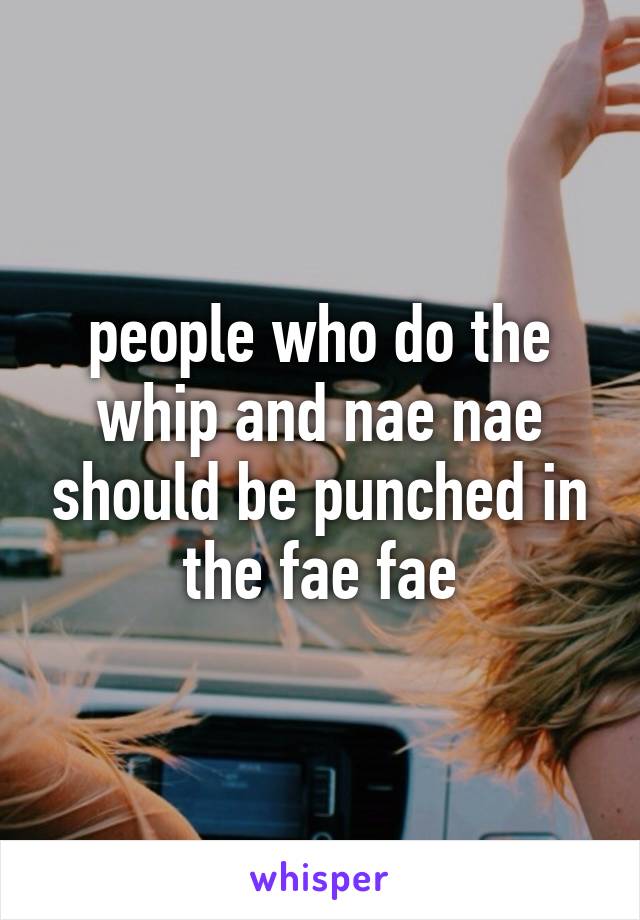 people who do the whip and nae nae should be punched in the fae fae